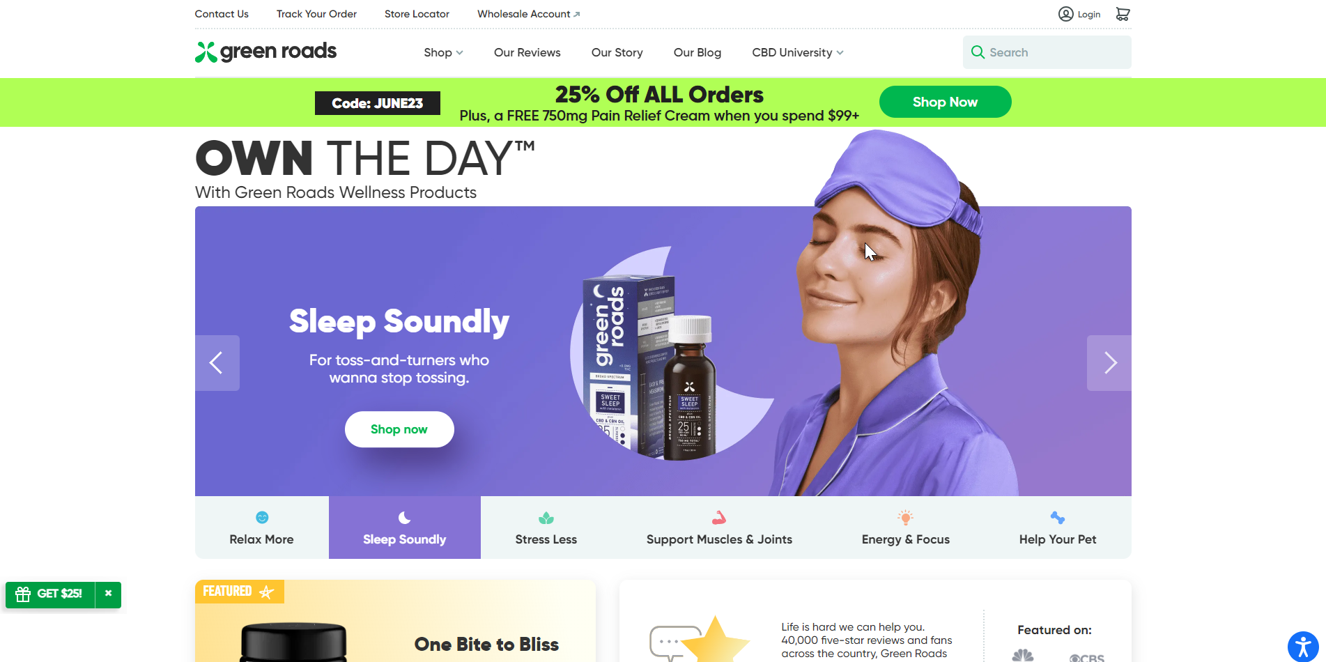 Green Roads CBD Affiliate Program homepage image